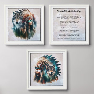 Spiritual Native American Wall Art with Poem Peel And Stick Photo Tile