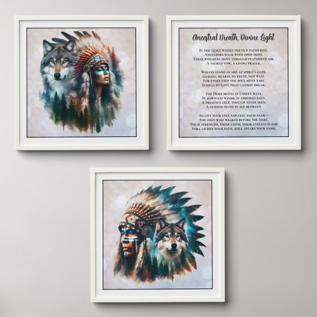 Spiritual Native American Wall Art with Poem Peel And Stick Photo Tile (Front Set)