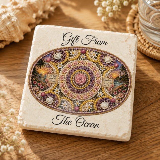 Spiritual Nautilus Ocean Goddess Art Stone Coaster (Creator Uploaded)