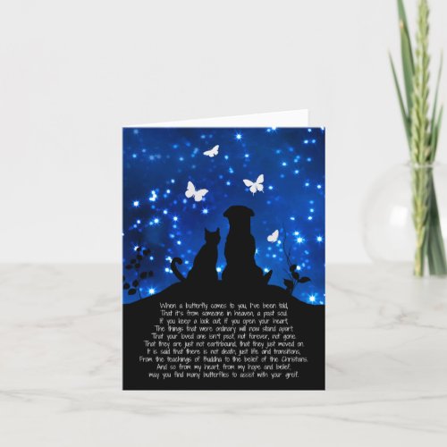 Spiritual New Age Sympathy with Dog Cat Butterfly Card