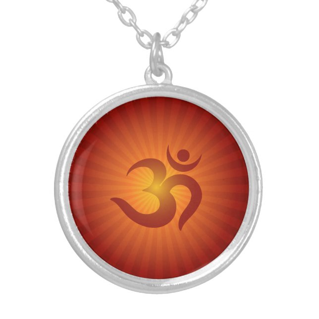 Spiritual OM Design Silver Plated Necklace (Front)