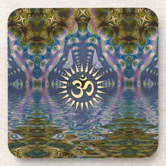 Spiritual Om Fractal Chakra Art Six Drink Coaster