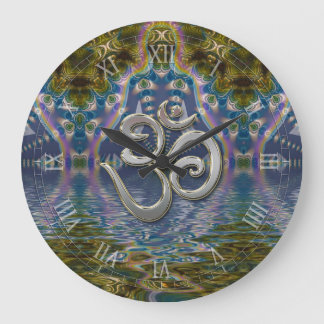 Spiritual Om Fractal Chakra Large Clock
