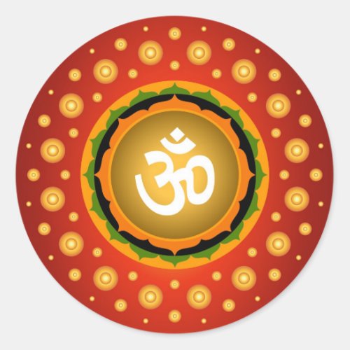 Spiritual Om Lotus Design Classic Round Sticker