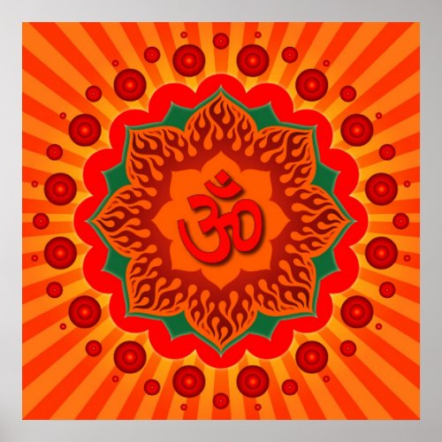 Spiritual Om On Lotus Design Poster