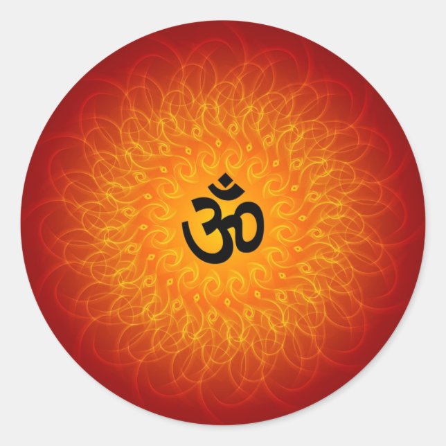 Spiritual Om On Mandala Classic Round Sticker (Front)
