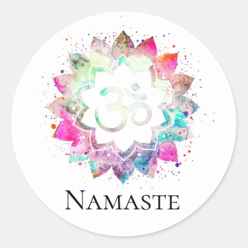  Spiritual OM Symbol Lotus Flower Mandala Classic Round Sticker