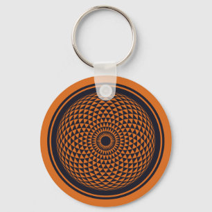 Spiritual Orange Grey Mandala Geometric Graphic Ke Keychain