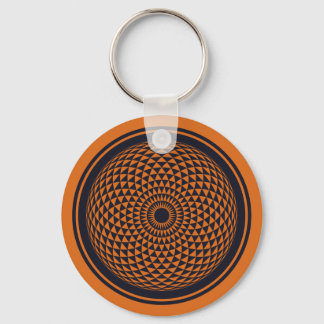 Spiritual Orange Grey Mandala Geometric Graphic Ke Keychain