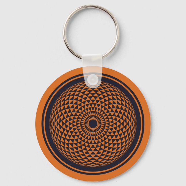 Spiritual Orange Grey Mandala Geometric Graphic Ke Keychain (Front)