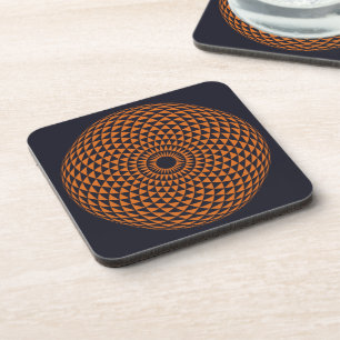 Spiritual Orange Grey Mandala Geometric Oriental Beverage Coaster