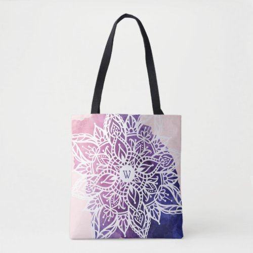 Spiritual Organic  Geometric Mandala Watercolor Tote Bag