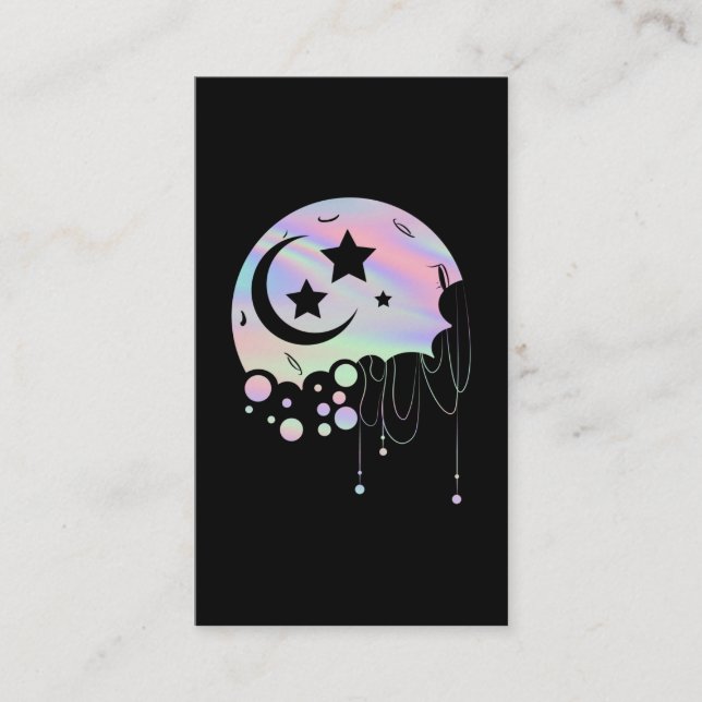 Spiritual Pastel Goth Kawaii Moon Business Card (Front)