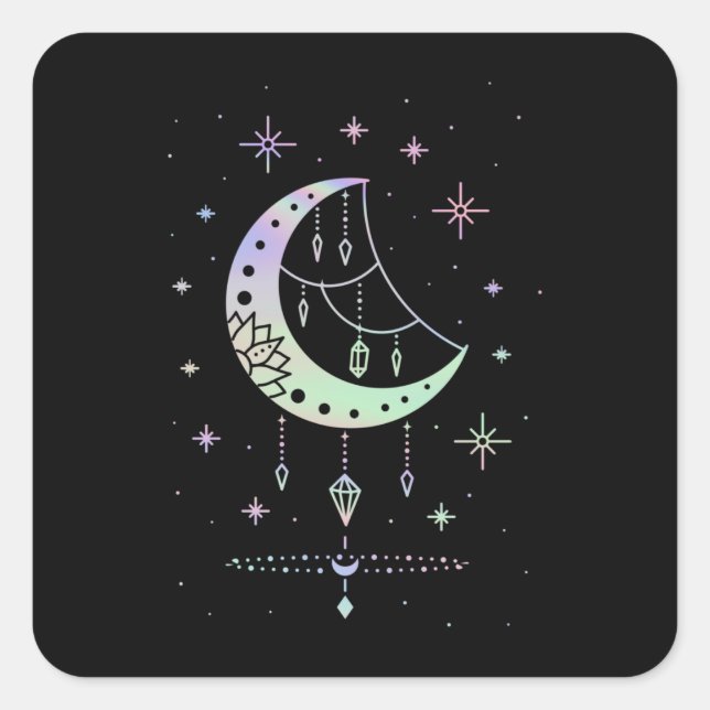 Spiritual Pastel Goth Moon Witchy Square Sticker (Front)
