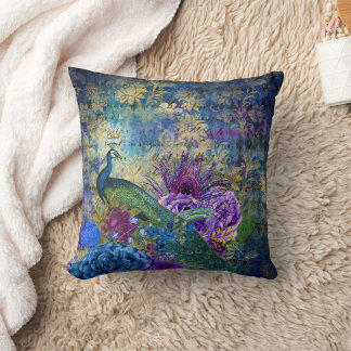 Spiritual Peacock Throw Pillow