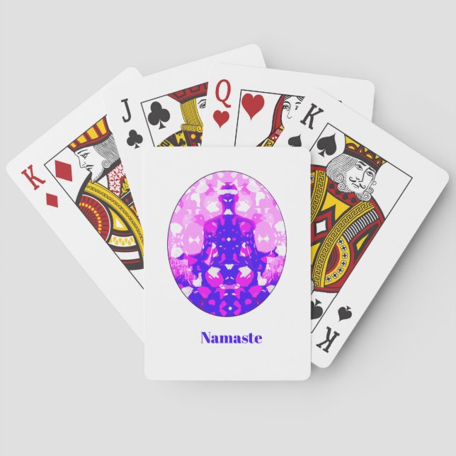 Spiritual Pink Sitting Yoga Pose Namaste Poker Cards (Back)