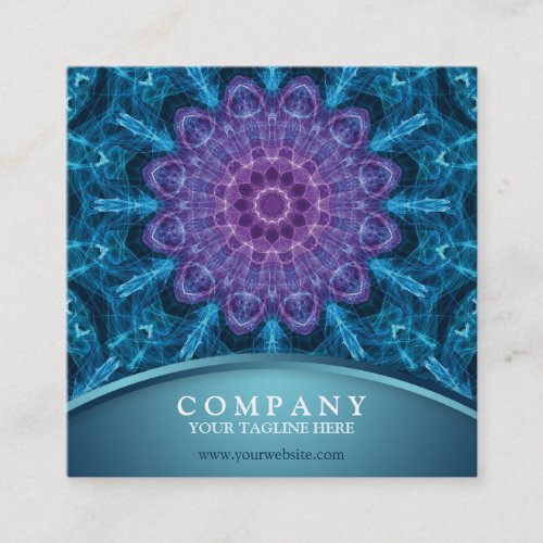 Spiritual purple flower sea of blue square business card