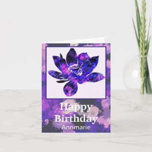 Spiritual Purple Lotus Flower Birthday Card
