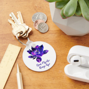 Spiritual Purple Lotus Flower Nam Myoho Renge Kyo Keychain
