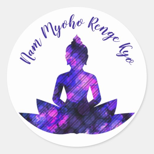 Spiritual Purple Lotus Yoga Nam Myoho Renge Kyo Classic Round Sticker