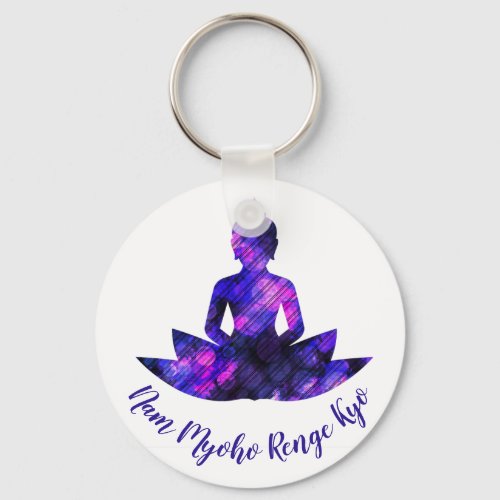 Spiritual Purple Lotus Yoga Nam Myoho Renge Kyo Keychain