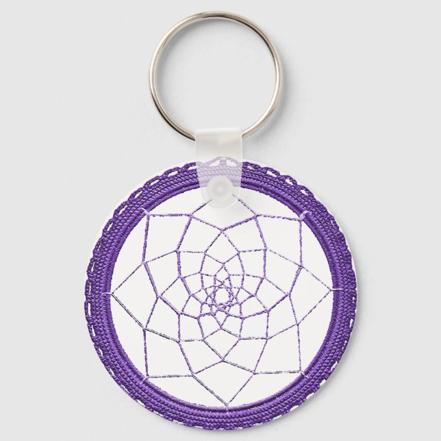 Spiritual Purple Native American Dream Catcher Keychain (Front)
