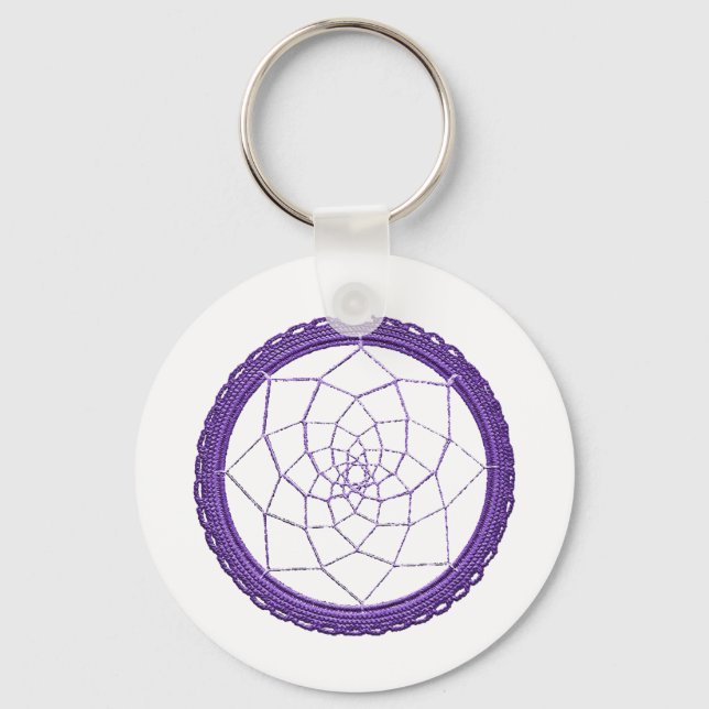 Spiritual Purple Native American Dream Catcher Keychain (Front)