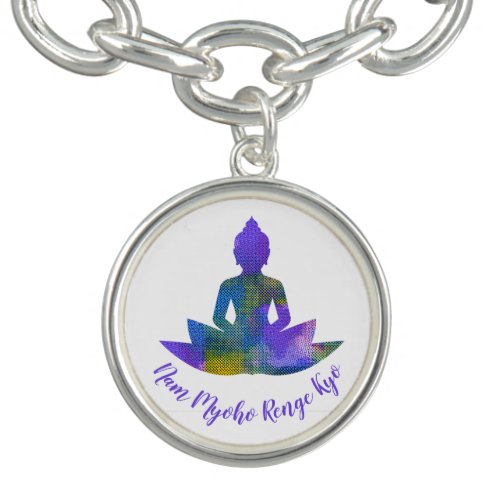 Spiritual Purple Patchwork Halftone Lotus Yoga Nam Bracelet