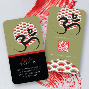 Spiritual Red Sun Bow Dhanurasana Yoga Brushed Om Business Card