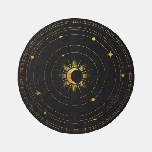 Spiritual Sky Black Gold Rug