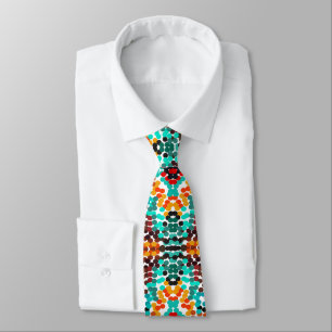 Spiritual Southwestern Cross Dot Tile Art Neck Tie