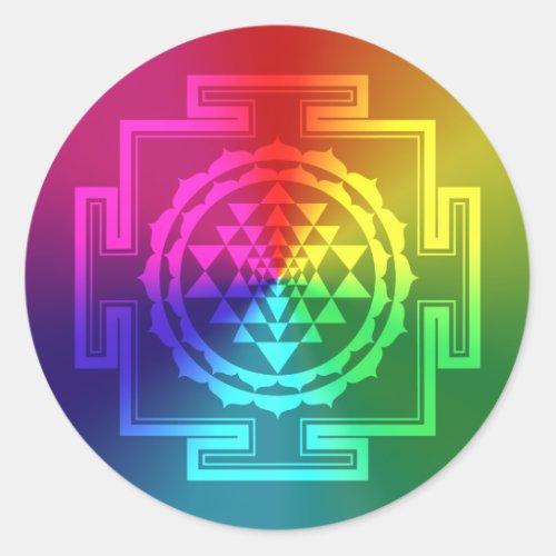 Spiritual Sri Yantra _ Rainbow Classic Round Sticker