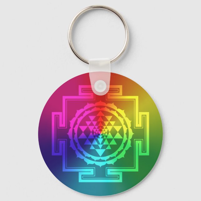 Spiritual Sri Yantra - Rainbow Keychain (Front)