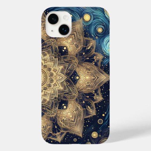 Spiritual Starry Night Nebula Gold Mandala Art Case_Mate iPhone 14 Plus Case