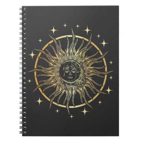 Spiritual Stars Astrology Art Ancient Sun Moon Notebook
