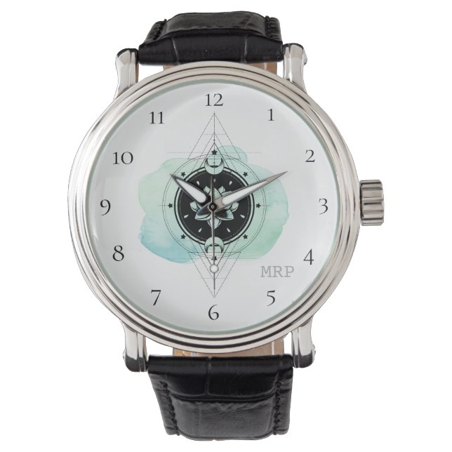 *~* Spiritual Stars Moon Lotus Sacred Geometry Watch (Front)