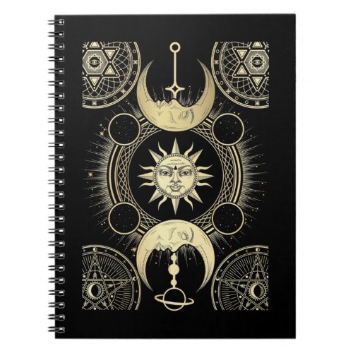 Spiritual Sun and Moon Art Astrology Signs Notebook