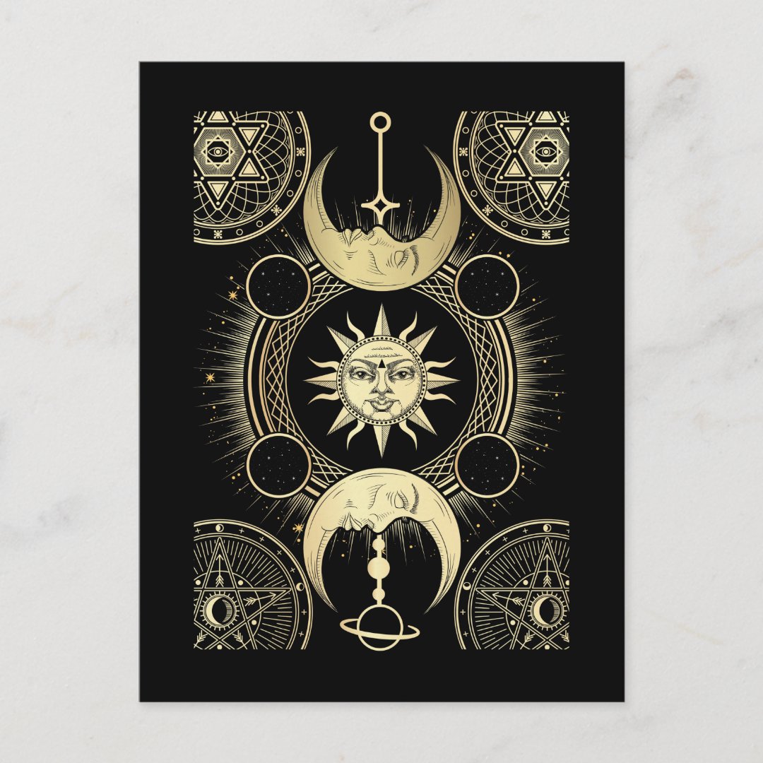 Spiritual Sun and Moon Art Astrology Signs Postcard | Zazzle