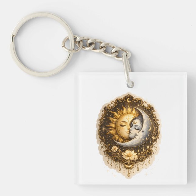 Spiritual Sun and Moon Celestial Sacred Light Keychain (Front)