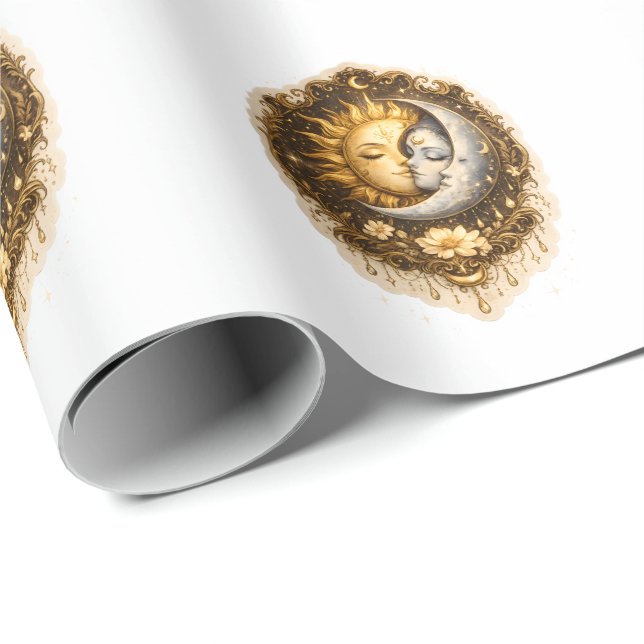 Spiritual Sun and Moon Celestial Sacred Light Wrapping Paper (Roll Corner)