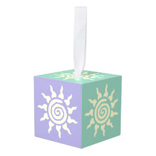Spiritual Sun Symbol - Spiral of Energy 9 Cube Ornament