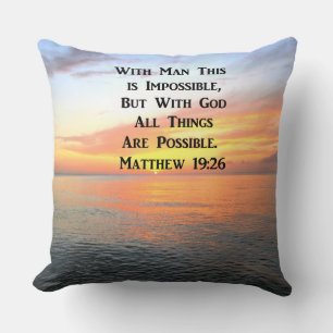 SPIRITUAL SUNRISE MATTHEW 19:26 PHOTO THROW PILLOW