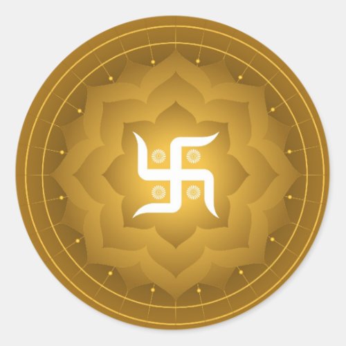 Spiritual Swastika On Lotus Classic Round Sticker