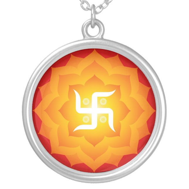 Spiritual Swastika Silver Plated Necklace (Front)