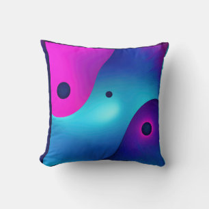 Spiritual Symmetry: Bright Abstract Yin Yang Throw Pillow