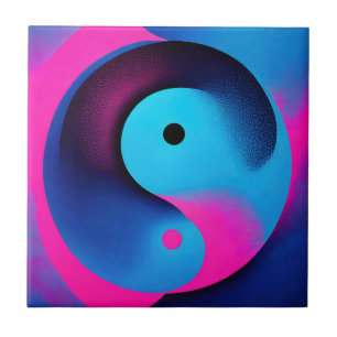 Spiritual Symmetry Yin Yang Colourful Abstract Art Ceramic Tile