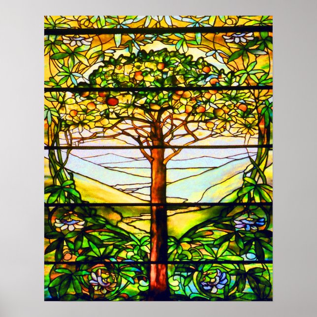 Spiritual Tiffany Window Scenic Tree Landscape Poster (Front)