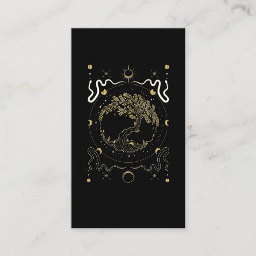 Spiritual Tree Sun Moon Snake Stars Business Card