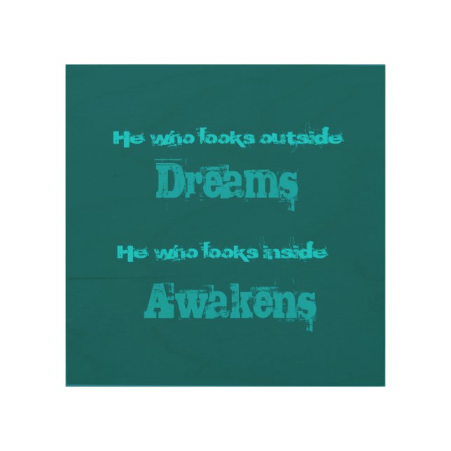 Spiritual Typography Quote on Awakening Wood Wall Art (Front)