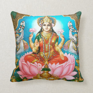 Spiritual Vintage Hindu Diety Lakshmi Throw Pillow